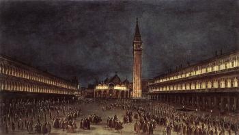 弗朗西斯科 格拉蒂 Nighttime Procession in Piazza San Marco